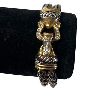 Vintage Two-Tone Two Strand Wheat Chain Bracelet.